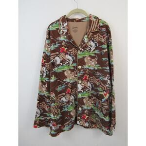 Nick & Nora XL Kurt Cobain Nirvana Brown Pajama Shirt Men's Cotton Cowboys Horse